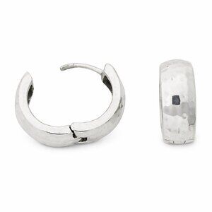 Silpada P1636 Retired Hammered Sterling Silver Hinge Hoop Earrings - Small Hoops